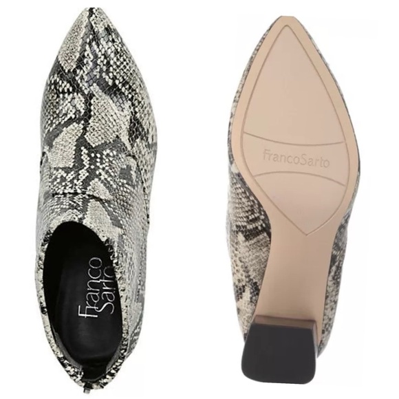Franco Sarto Kortney Leather Snakeskin Print Block Heel Ankle Bootie Size 7.5 - Picture 4 of 12